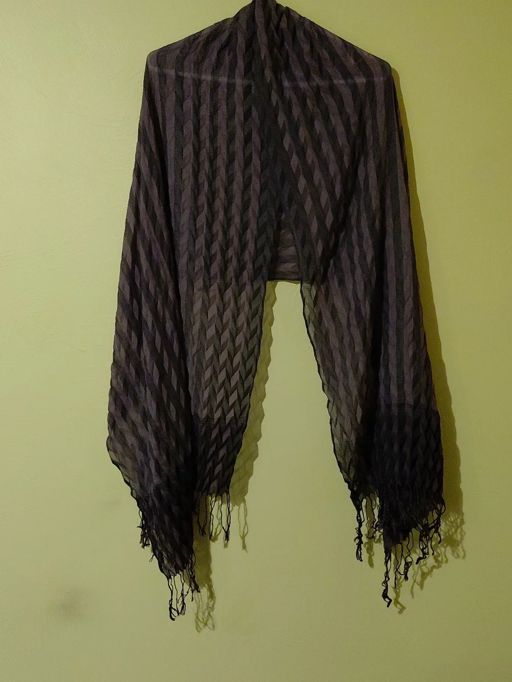 2 Chic Sheer Purple Chevron Wrap Scarf with Fringe